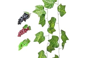 HUIANER 3 Bunches of Fake Grapes Simulation Fruit Lifelike Artificial Grapes with Artificial Vines Lifelike Leaves for Wedding Home Indoor Outdoors Party Garden Wall