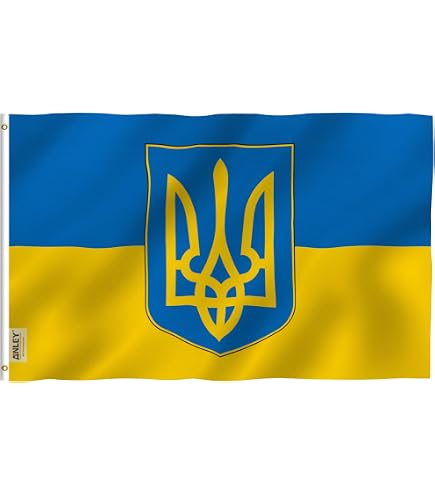 Patch Ukraine Trysub - Badge Brodé Drapeau Ukrainien - 90x70 Mm - Velcro