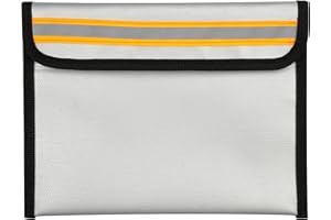 YunBey Sacs Anti Feu, Blanc Pochette Ignifuge et Etanche Pochette Document avec Fermeture Éclair et Velcro Scellé pour Passeports Argent Conserver Objets de Valeu
