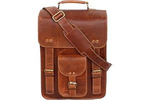 Jaald Leather messenger bag shoulder bag cross body vintage satchel for women men compatible with Ipad man purse and tablet