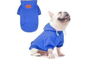 BEAUTYZOO Small Dog Hoodie Sweater with Pockets, Dog Clothes for Small Medium Dogs Boy Girl, Waffle-like Laminated Cotton Pet Coats with Hat and Leash Hole, All Weather Coat for Puppy Doggie Chihuahua