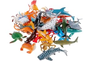 Nabance Mini Sea Animal Toys Set - 38PCS Realistic Animal Sea Life Figures - Educational & Bath Toys for Child