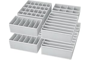 Yucch 8 Stück Unterwäsche Organizer, Faltbare Stoffboxen Schrank Organizer, Schubladen Ordnungssystem Zur Aufbewahrung von Unterwäsche, Unterhosen, Socken und Krawatten (Hell Grau)