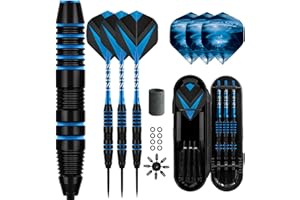 Lavishio Dart Metallspitzen Set 3 Aluminium Dartschäfte Stahlspitzen Dart Set Professionelle Darts Stahlspitzen Set + Extra 3 Dartflights 3 Ersatz Plastikschäfte
