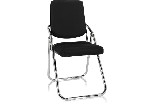 hjh OFFICE 706304 Siège de conférence Rabattable ESTO Tissu Chaise Visiteur, Chaise Pliante Polyvalente, Noir