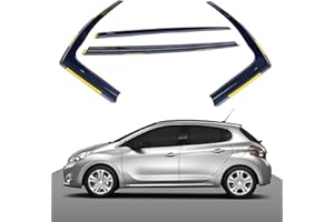 Haibak Wind Deflectors Set compatible con Peugeot 208 HH 2012-2018 5 puertas 4 unidades Tinted in Channel Fitment