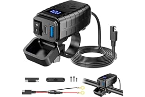 Idota Enchufe USB para motocicleta impermeable con interruptor de encendido/apagado y carga rápida tipo C, cable de desconexión rápida, adaptador para motocicleta y autocaravana