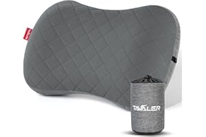 Tavaler Poduszka kempingowa, nadmuchiwana, ultralekka, do użytku na zewnątrz, na kemping, ze zdejmowaną poszewką na poduszkę, ergonomiczna poduszka podróżna (szara)