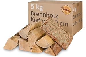 Kiefer Brennholz Kaminholz 5-500 kg Holz Für Ofen und Kamin Kaminofen Feuerschale Grill Flameup Feuerholz 30 cm Holzscheite Wood Kammergetrocknet, Menge:5 kg