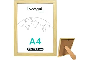 NOOGUI Marco A4 | Madera | Marco para fotos | Marco Din A4 | Tamaño 21x30 cm | Color Madera | Ideal para Fotos y Certificado (Madera, A4 (21x30 cm))