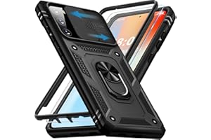 Giyer Handyhülle für Samsung Galaxy S20 FE Hülle mit Schutzfolie, Galaxy S20 FE 4G/5G Schutzhülle mit Kameraschutz 360° Drehbarer Metall Ring Ständer Stoßfest Bumper S20 FE 6.5" Case (Schwarz)