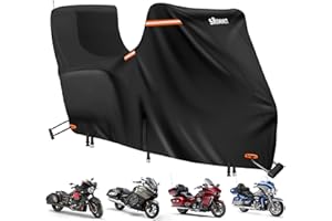 SRIMMIT Motorbike Cover Waterproof Outdoor with Side+Top Box,420D Heavy Duty Motorcycle Covers for Outside Storage,fits Ultra Limited,Road Glide Limited,Gold Wing,Roadmaster,Indian Pursuit(118"X44"X56")