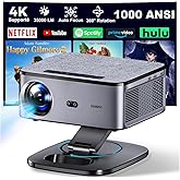 【1000 Ansi & Auto Focus】 XIWBSY Proyector 4K Soporte con WiFi 6 y Bluetooth 5.3, Gira 360 °, 35000 Lúmenes, Proyector Android