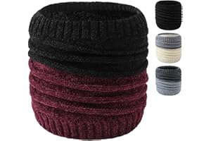 NLAND Bufandas Para Hombres Y Mujeres Bufanda De Cuello Redondo De Punto Cálido De Invierno Bufanda De Cuello Alto Con Forro Polar Grueso