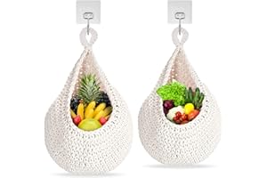 UENNM 2 Cesto per Frutta da Parete, Cesto portaoggetti in Vimini Intrecciato, da Appendere alla Parete, per Frutta e Verdura, Cestino Naturale per la Cucina, da Tavolo, da Appendere alla Parete