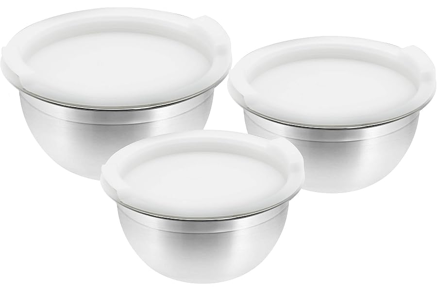 Raj Stainless Steel Mixing Bowl Set with Lids, 3-Piece