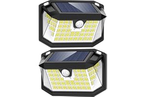 LANSOW Solar Security Lights Motion Sensor, 188 LED Solar Lights Outdoor Garden, 3 Modes Garden Lights Solar Powered Waterproof for Yard Wall Fence Door (2 Pack, White)
