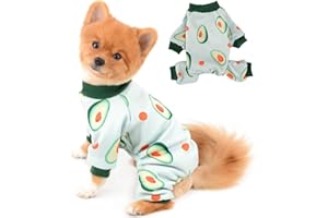 SELMAI Pigiama per Cani Gatti Piccoli e Medi Pjs AvocadoPile Pagliaccetti Caldi Tute per Cane Animali Domestici Cucciolo Chihuahua Abbigliamento 4 Gambe Homewear Freddo Inverno Autunno Verde XL