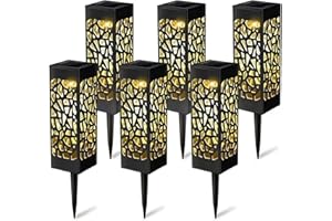 YAPJOY Solar Lights Outdoor Garden, 6 Pack Squared Solar Powered Garden Pathway Lights IP65 Waterproof, Outdoor Landscape Lighting for Patio Pathways Lawn Yard Decoration- Warm White
