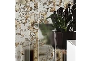 funlife 3D Vintage Mirror Effect Wall Panels, Rusty Faux Antique Mirror Tiles, Humidity Wall Rectangular 35PCS