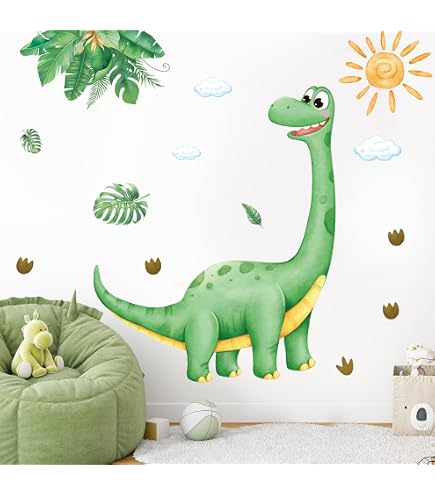 Stickers Dinosaure - Autocollant Muraux Enfant Et Bébé