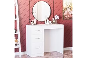 Vida Designs 3 Drawer, Dressing Table/Vanity Table, Makeup Desk - Riano Bedroom Furniture (White)