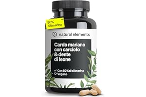 NATURAL ELEMENTS Cardo Mariano, Carciofo e Tarassaco (Dente di Leone), 120 Capsule, Integratore con Silimarina, Disintossicazione del fegato, Depurazione, Digestione, Qualità superiore, senza Additivi
