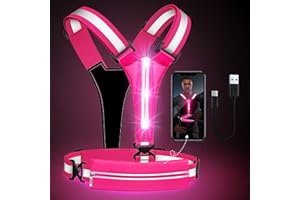 Ylzzrs Gilet réfléchissant Running à LED pour Course à Pied, Gilet Reflechissant Vélo LED Rechargeable, Support de téléphone pour Coureurs, Marche Nocturne, pour Jogging, randonnée, Moto