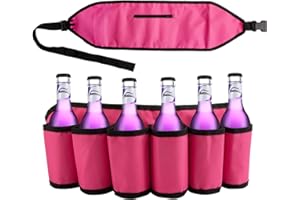 ADFUENOM Biergürtel Bierhalter Portable Trinker Bier Soda kann Gürtelhalter 6 Getränke,Getränke Gürtel Bierdosen Gürtel Bierholster für Festivals JGA's Parties Karneval und Camping.Beer Festival Gadget (Rosa)