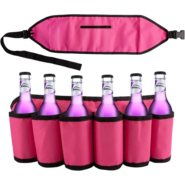 Ceinture Porte Bière Portable Avec 6 Porte-Gobelets - Support Réglable Pour Festivals, Camping, Randonnée Et Fêtes (Noir)