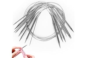 LYFEESIS Rundstricknadeln Set 80cm,8 Stück Rund Stricknadeln Set Edelstahl Rundstricknadel, rundstricknadeln set austauschbar, stricknadeln für socken, Mützen und Ärmel - 2mm/3mm/4mm/5mm/6mm/7mm/8mm/9mm