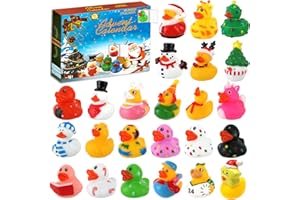 TOGETDREAM 24 Piezas Calendario de Adviento de Pato de Goma 2025, 24 Días de Navidad con Juguetes de BañoCalendario de Adviento 2025 Juguetes de Baño de Patos de Gomma para Niñas y Niños Regalos Fiesta