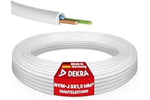 EW24 [NYM-J 3x1,5] mm² Kabel mit [DEKRA Zertifizierung] – Sicherheit und Qualität vereint: Frei wählbare Längen von 5 bis 100 Metern, [deutsche Qualitätsware] und hervorragende elektrische Leitfähigkeit!