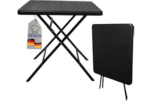 CHEFGASTRO Balkontisch klappbar 78x78cm Gartentisch wetterfest 4 Personen Kunststoff Holz Optik Schwarz Campingtisch Outdoor Klapptisch Klein Balkonmöbel Bistrotisch für Garten Terrasse Balkon