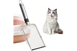 Nokwocy Pala per lettiera per gatti, in metallo, con manico in legno, 4 mm, in metallo, per gatti