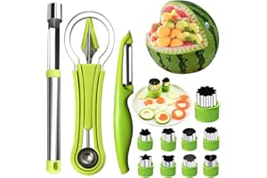 Melonenausstecher Kugeln, RosyFate 14 Stück Obstwerkzeug Set, Wassermelonen Schneider, Obst Löffel Cutter Set, Kugelausstecher, Apfelentkerner, Schäler, Gemüseausstechform, für DIY-Obstsalate