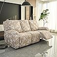 HOKIPO Polyester Blend 140Gsm Fully Covered Recliner Sofa Cover 3 Seater, Buff Brown Sillehoute Floral (Ar-4942-C7)