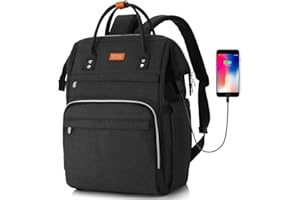RJEU Sac à Dos Femme,Sac à Dos Ordinateur Portable 17,3 Pouces Avec Port de Chargement USB et Poche RFID Pour Collège,école,Travail,Voyage (Noir 17in)