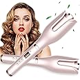 Layhou Auto Hair Curler, Mothers Day Gift, Automatic Curling Iron Negtive ion Hair Care with Rotate Left and Right Portable Hair Curling Wand for Hair Styling 17 Gears Temperature Adjustment, Pink
