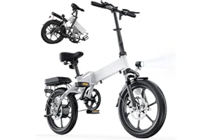 Finbike U3 Electric Folding Bike, 16 inch Portable Electric Bicycle, 2.5H Fast Charge Ebike, 25KM/H & 55KM Range, 3 Riding Modes, Front Shock Absorber, Foldable E-bike for Adults/Teens