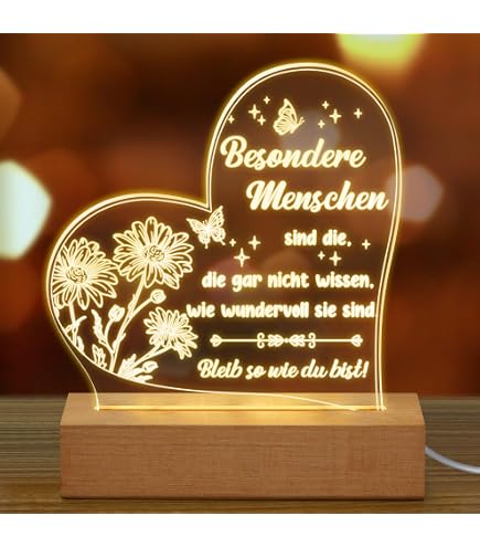 LED-Leuchtflasche ‚Beste Mama‘ Mit Herz-Motiv – 29 Cm, Grauer Aufdruck, Inkl. Lichterkette