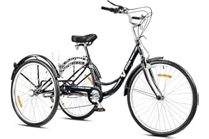 VIRIBUS 26 Pulgadas Triciclo para Adultos con Cesta Extraible para Compras o Perros Bicicleta de 3 Ruedas con Campana Triciclo para Hombres y Mujeres