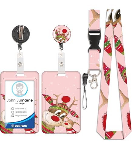 Confezione Da 10 Bobine Portabadge Natalizie Con Clip A Coccodrillo, Perfette Per Infermieri, Medici E Insegnanti
