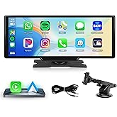 10.26 Inch Portable Wireless Carplay Screen Android Auto Car Play Touchscreen Portable Car Radio, FM Transmission Bluetooth A