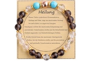 UEUC Heilstein-Perlenarmband für Frauen, Armband mit natürlichen Edelsteinen, Gleichgewichtsschutz, spirituelles Kristallperlenarmband zur Angstlinderung mit Bedeutungskarte