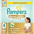 Pampers Ultimate Comfort Taped Diapers, Size 4, 9-14kg, Lotion infused with Aloe Vera and Vitamin E, x1000 Leak Locks Technology for Leakage Protection, Giant Pack, 66 Count
