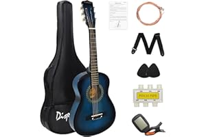 Display4top 1/4 Size Acoustic Guitar,30 inch Classic Guitar,A Quality Choice for Beginners and Music Lovers.(Blue)