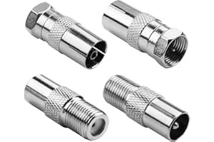 CJMUQHEHH 4 PCS Adaptador Antena TV para Conector Macho/Hembra - Kit de Conectores Coaxiales TV, Conexión Antena TV para Cable SAT, Terminal Anten a TV Compatible con Tomas Multimedia y Dispositivos Digitales