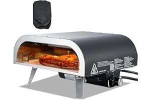 VEVOR Forno per Pizza da Esterno Portatile, Forno a Gas per Pizza da 12 pollici, Stufa a Propano Piedini Pieghevoli per Campeggio all'Aperto con Spruzzatore di Ferro, Cortile, Giardino, Nero