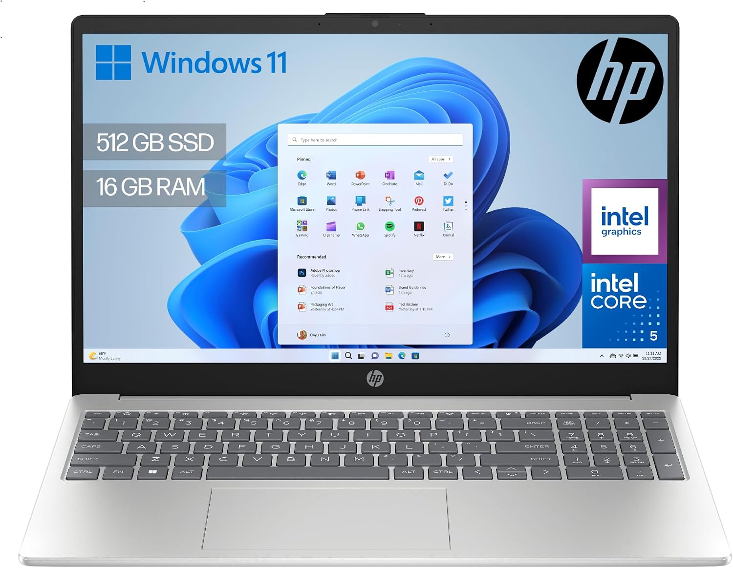 HP 15-fd0403ns - Ordenador portátil de 15.6" FHD (Intel Core 5 120U, 16GB RAM, 512GB SSD, Intel Graphics, Windows 11) Silver - Teclado QWERTY Español